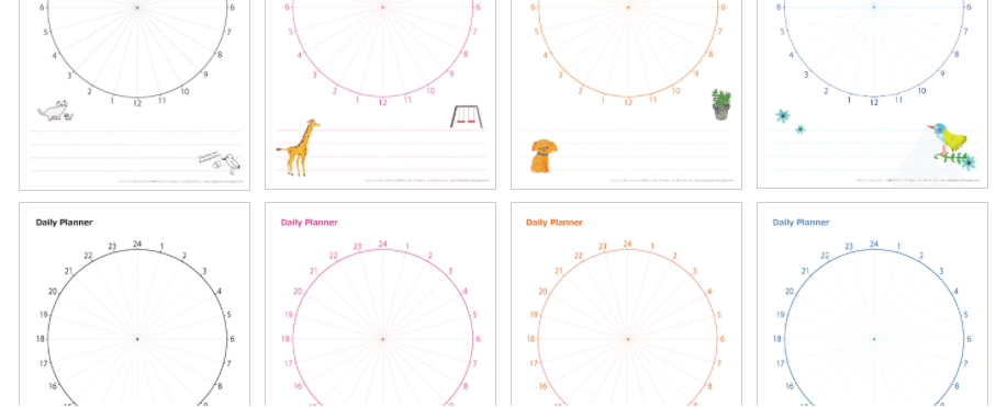 1日のタイムスケジュール表 無料ダウンロード 10選 横 縦 円タイプ ぬくとい